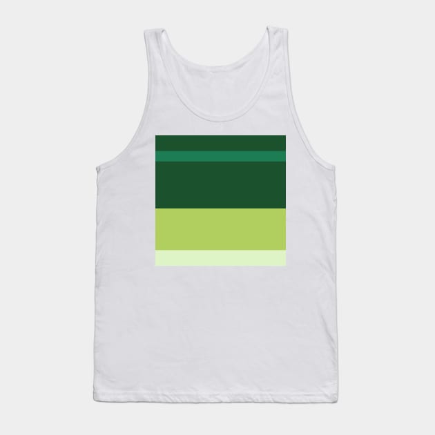 A splendid tranquility of Salem, Seafoam Blue, Tea Green, Cal Poly Pomona Green and June Bud stripes. Tank Top by Sociable Stripes